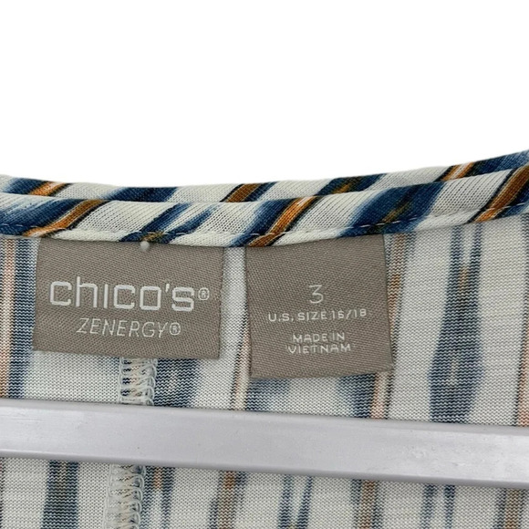 Chico’s Zenergy Women’s 16/18 V-Neck Long Sleeve Geometric Ikat Tunic Top - Picture 4 of 10